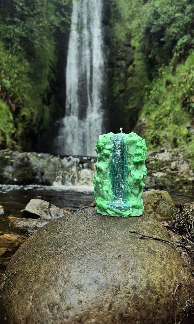 Waterfall Candle – Handmade Nature Sculpture in Wax